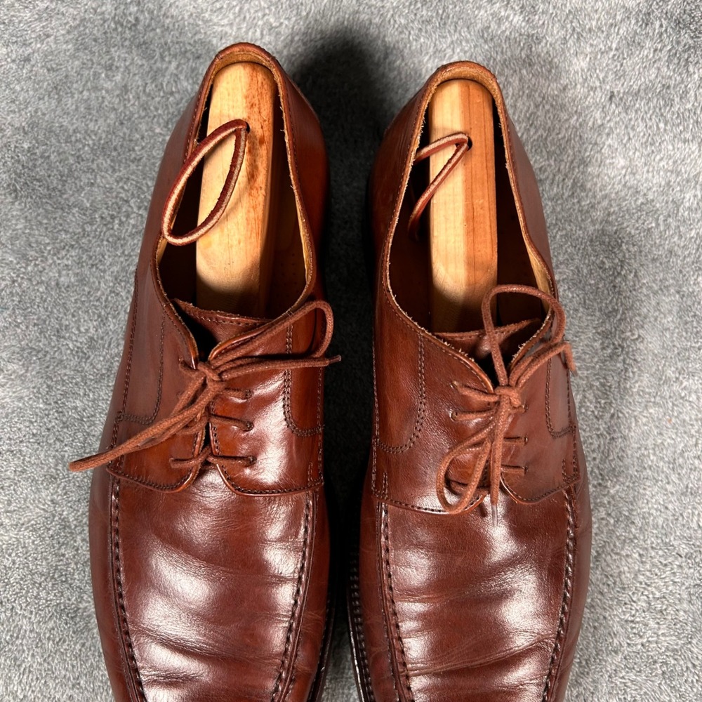 Mercanti Fiorentini Derby Dress Shoes Apron Toe Mens 10.5 M Brown Leather Italy - Picture 4 of 12